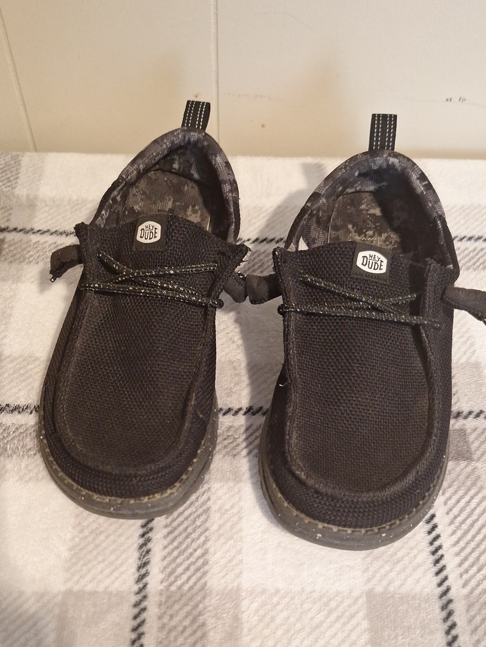 HEYDUDE Wendy Funk Black Pixel Camo Slip-On Shoes - Women’s Size 8W